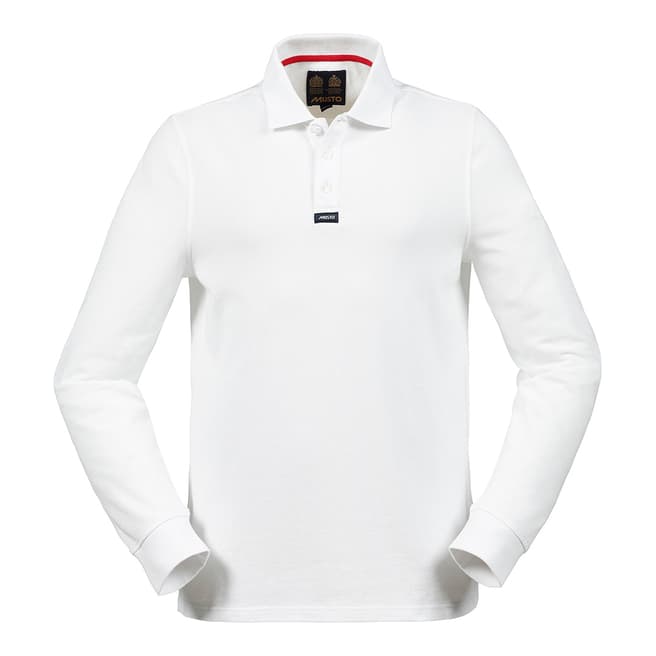 Musto White Cotton Blend Classic Pique Long Sleeve Polo Shirt