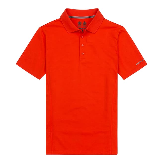 Musto Fire Orange Cotton Blend Evolution Sunblock Short Sleeve Polo Shirt 