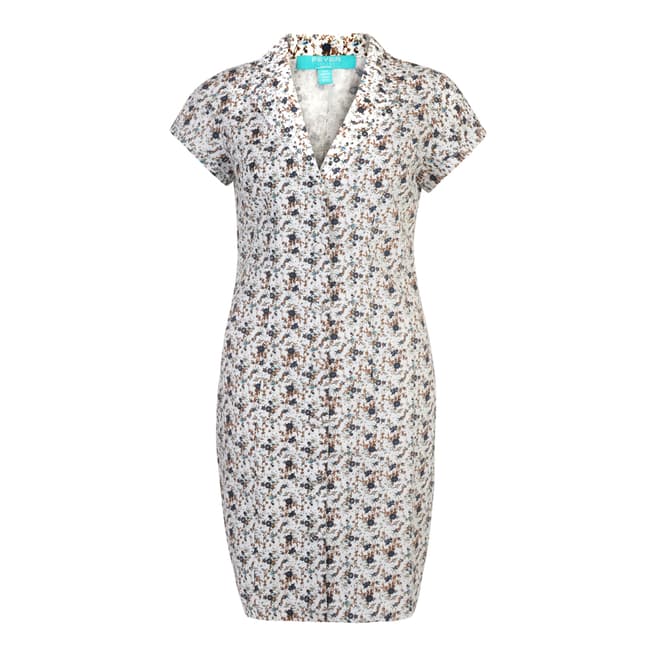 Fever Navy/Light Blue Ditsy Floral Button Down Dress
