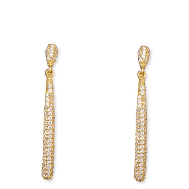 Black Label by Liv Oliver Gold Pave Cz Drop Earrings