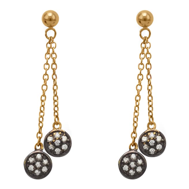 Black Label by Liv Oliver Gold Cubic Zirconia Drop Earrings