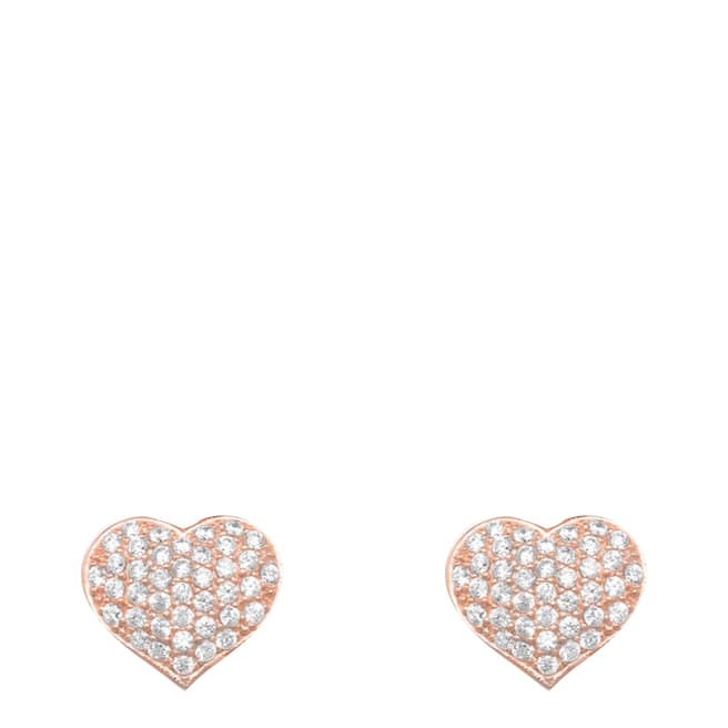 Chloe Collection by Liv Oliver Rose Gold Heart Zirconia Stud Earrings