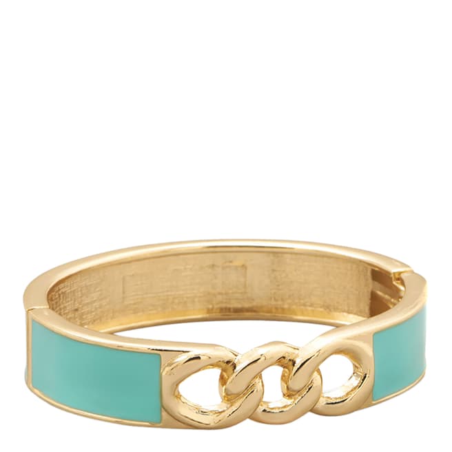 Liv Oliver Gold Turquoise Enamel and Chain Link Bangle