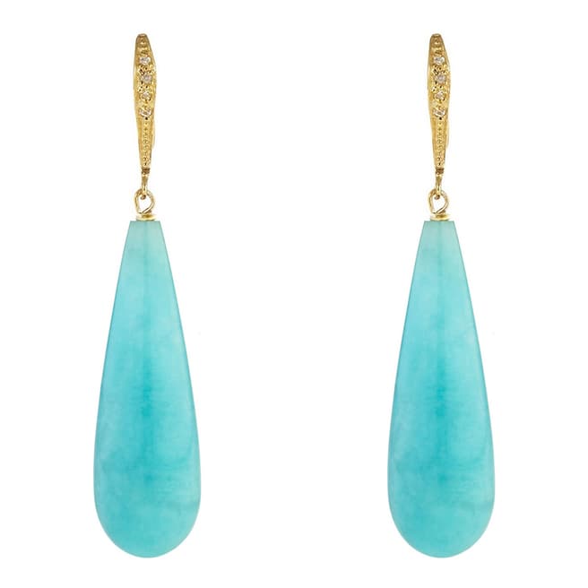 Chloe Collection by Liv Oliver Turquoise and Pave Tear Drop Earrings