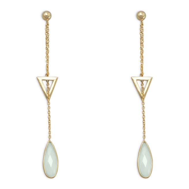 Liv Oliver Gold Chalcedony Chain Drop Earrings