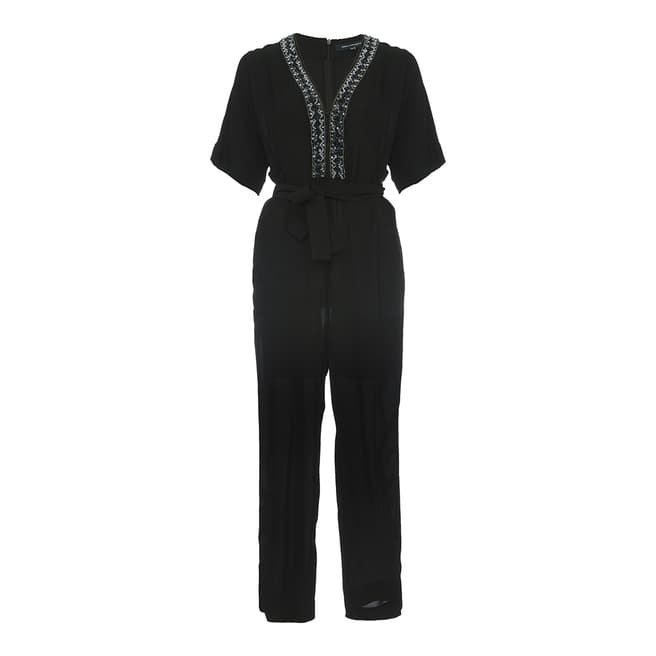 French Connection Navy Karlo Embellished Tie Waist Jumpsuit