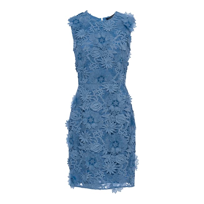 French Connection Blue Manzoni 3D Floral Lace Dress