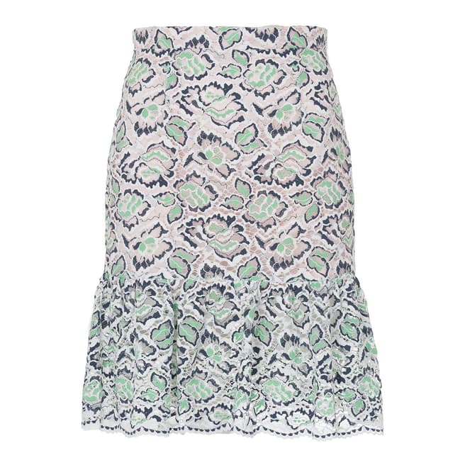 French Connection Mineral Green Boccara Peplum Lace Skirt