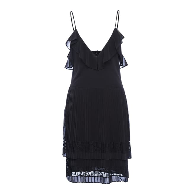 French Connection Black Adanna Pleat Lace Skater Dress