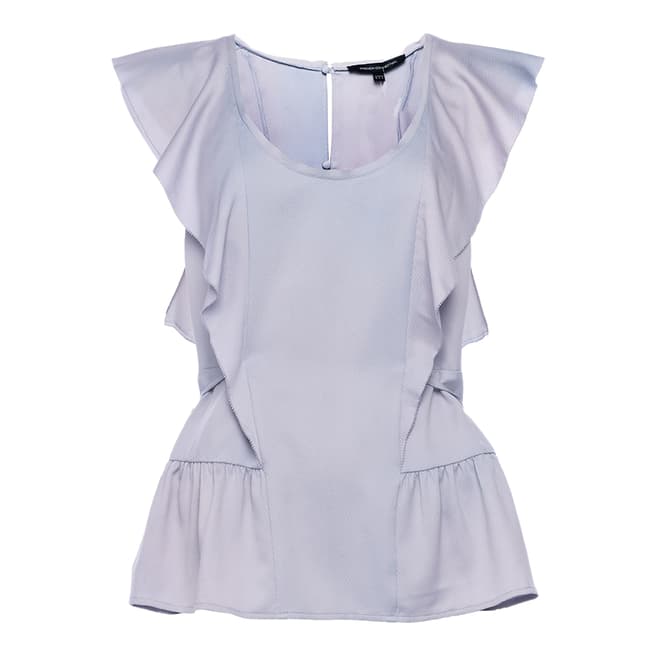 French Connection Blue Nia Drape Fluted Front Top