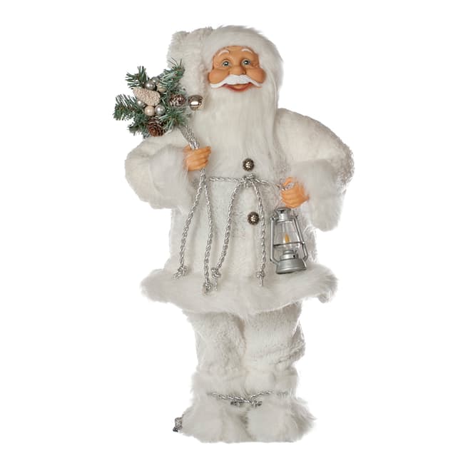 Festive White Standing Santa 45cm 
