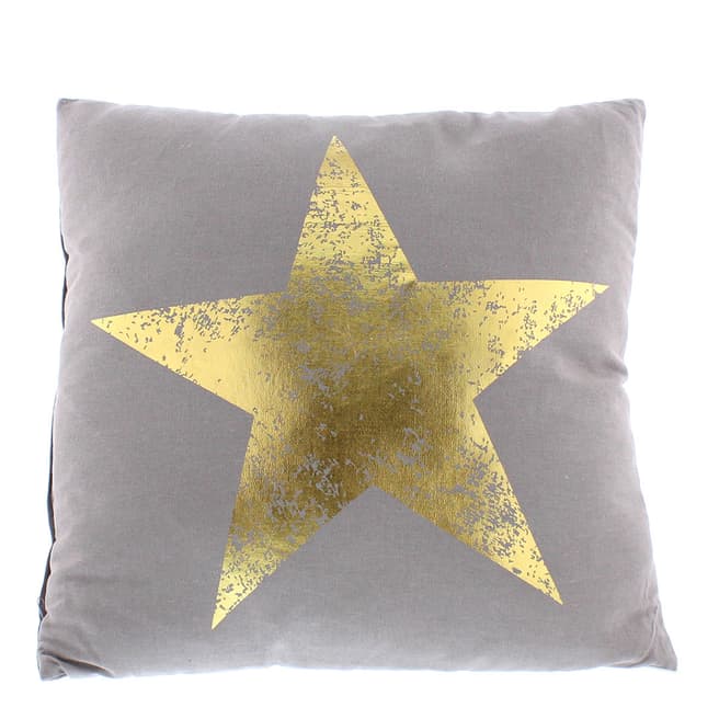 Festive Grey/Gold Star Cushion 45x45cm