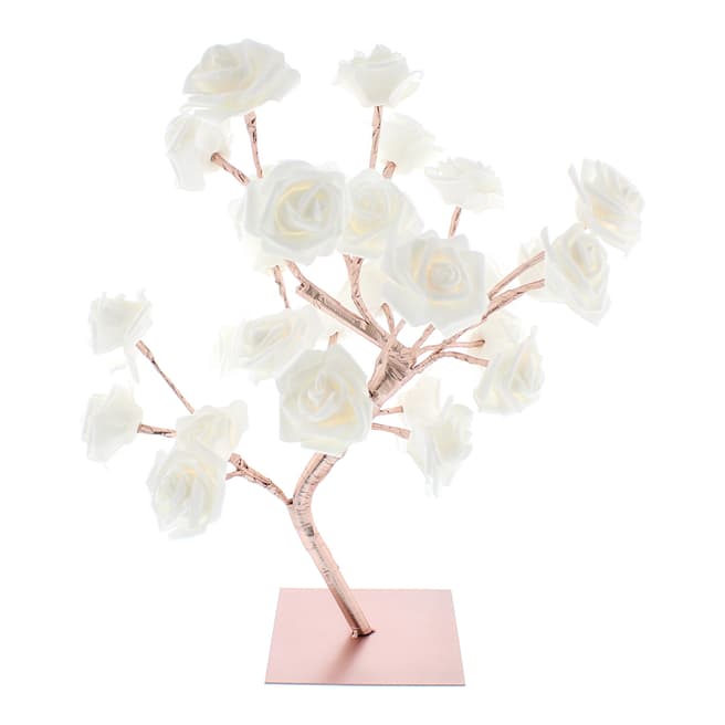 Festive Rose Gold/White Flower Tree 45cm
