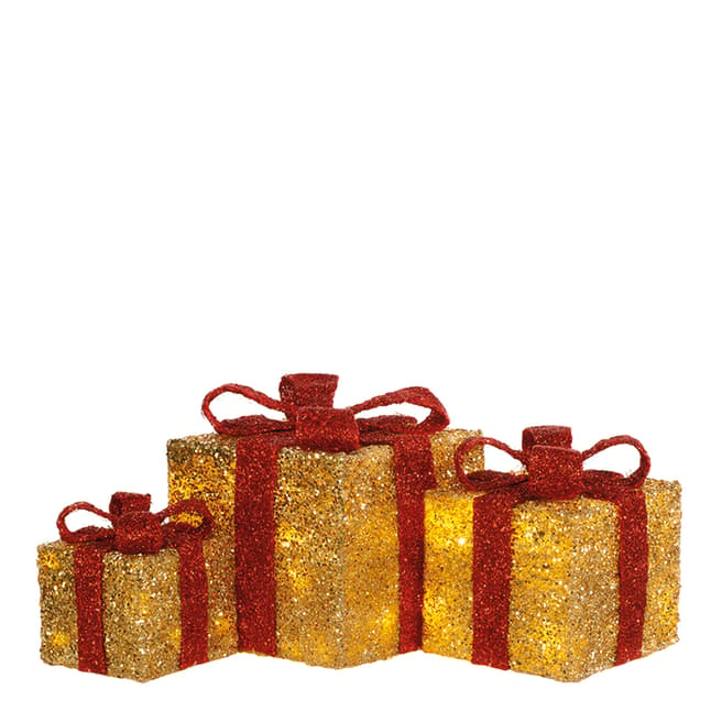 Festive Gold/Red Bow Set of 3 Gift box 