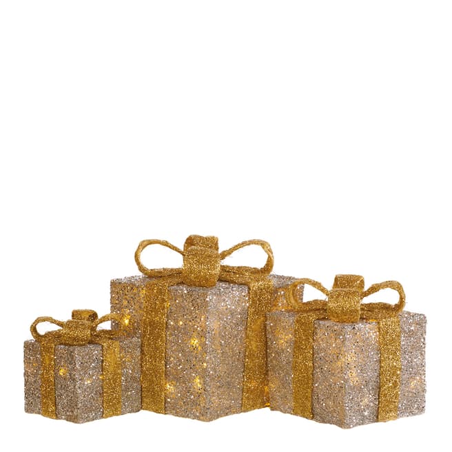 Festive Silver/Gold Bow Set of 3 Gift box 