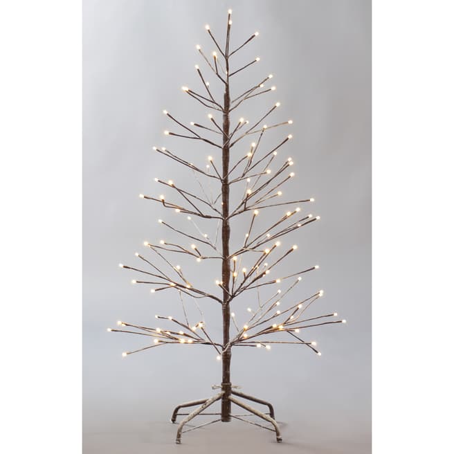 Festive Brown Snowy Twig Light up Christmas Tree 150cm
