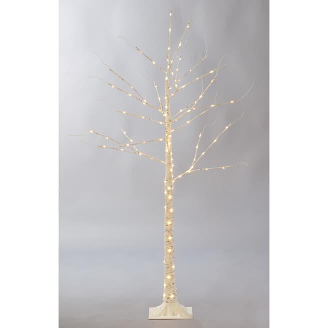 Festive Gold/White 140 Led Silver Birch Dewdrop Tree 150Cm