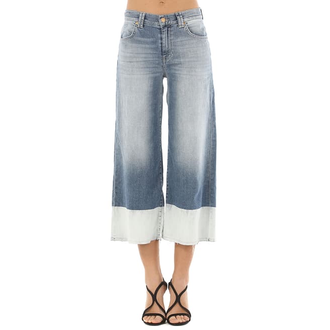 7 For All Mankind Blue Flared Culottes Stretch Jeans