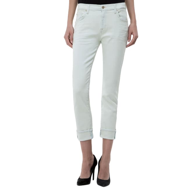7 For All Mankind White Relaxed Skinny Slim Fit Jeans