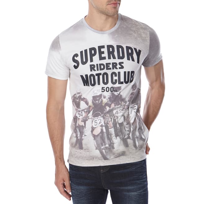 Superdry Grey Print Cotton Moto X T Shirt