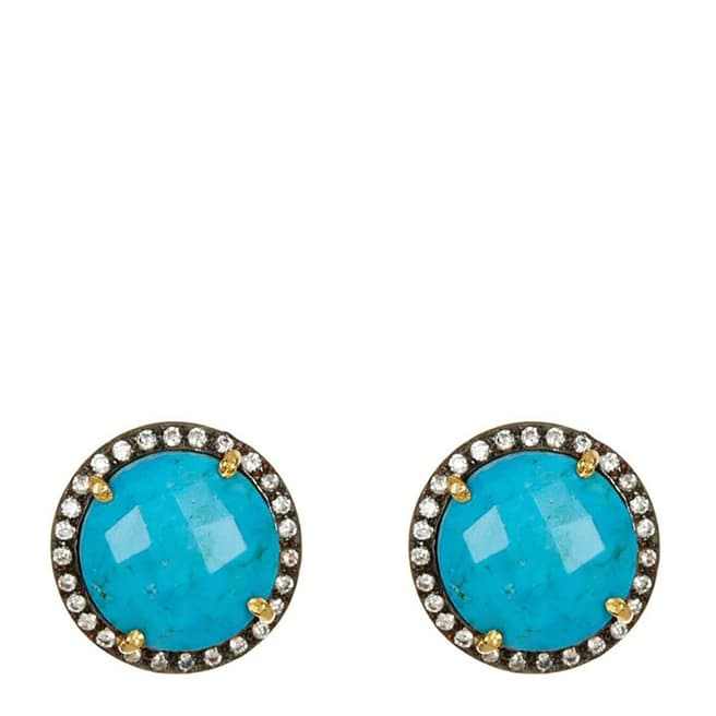 Liv Oliver Gold Turquoise and Cz Stud Earrings