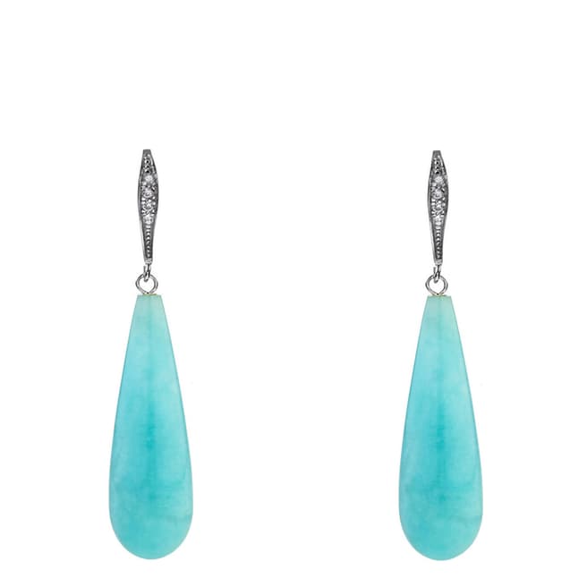 Alexa by Liv Oliver Sterling Silver Cz And Turquoise Tear Drop Earrings