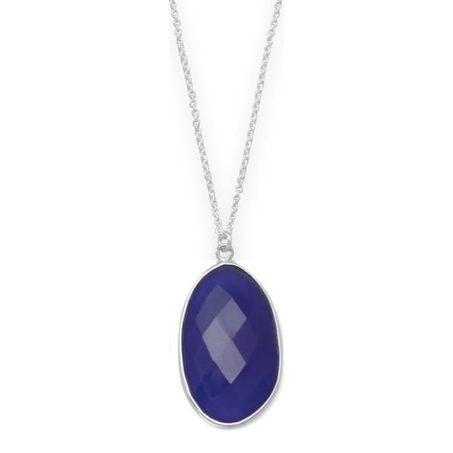 Alexa by Liv Oliver Silver Faceted Dark Blue Chalcedony Pendant