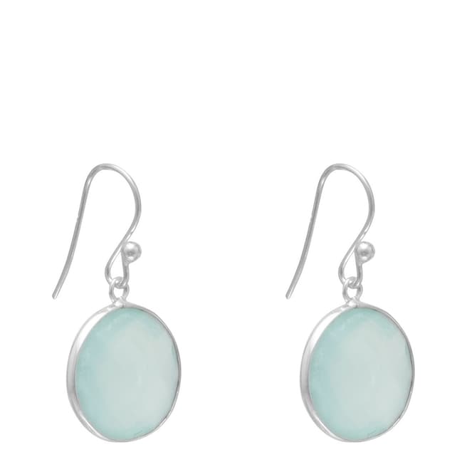 Alexa by Liv Oliver Silver /Sea Green /Chalcedony Disc Earrings
