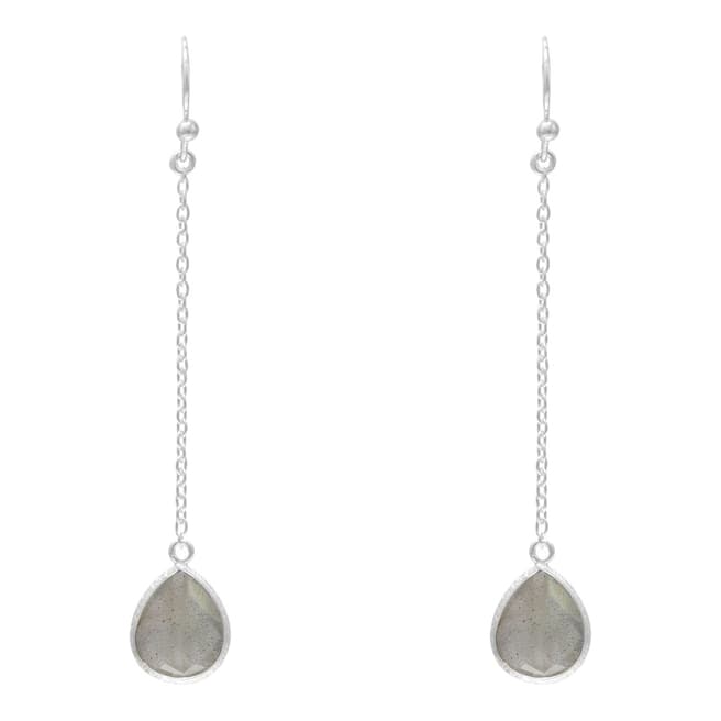 Alexa by Liv Oliver Silver Chain and Labrdaorite Pear Drop Earrings
