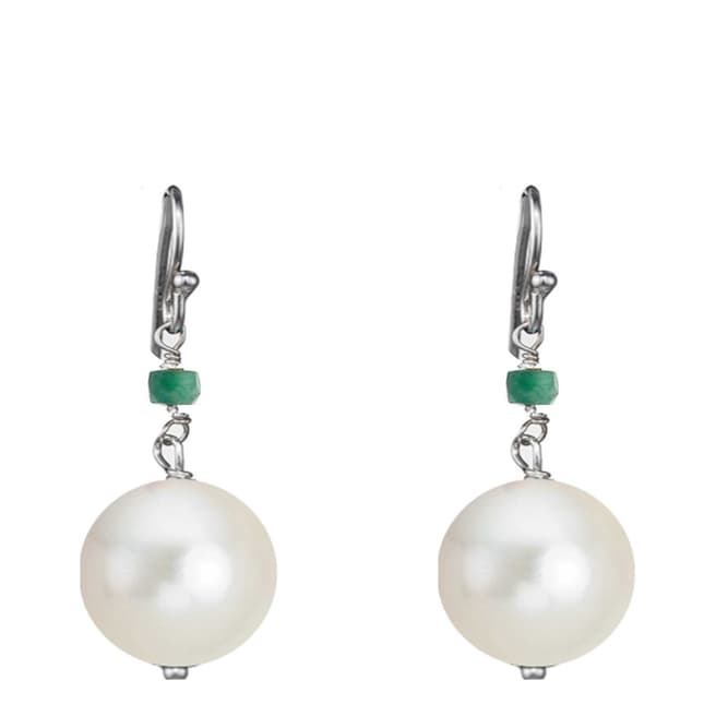 Alexa by Liv Oliver Emerald and Pearl Drop Earrings
