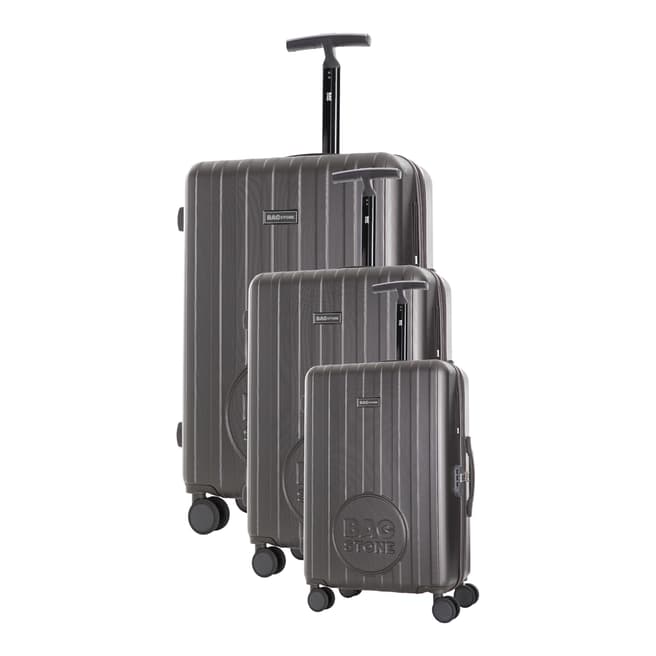 Bagstone Grey Set of 3 Lucky Spinner Suitcases 50/60/70cm