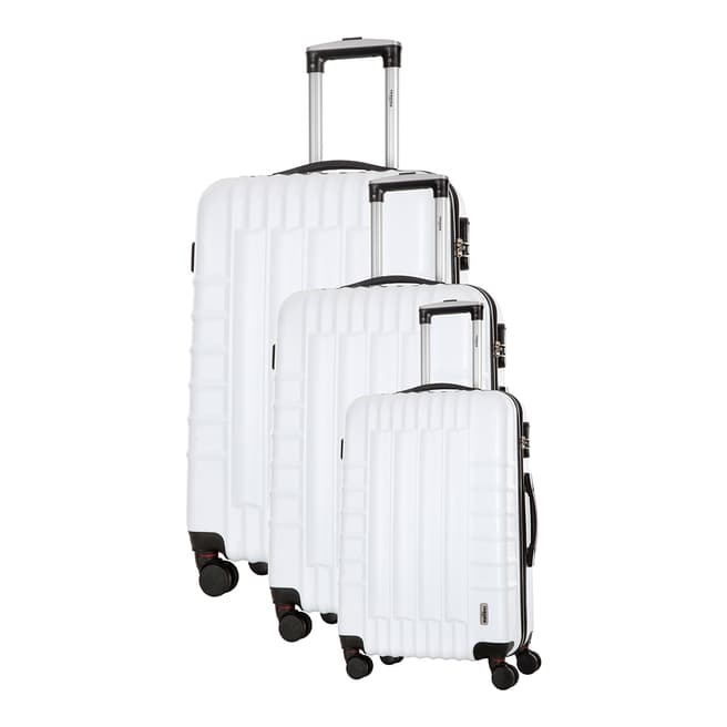 Renoma Set of 3 White 4 Wheel Hunter Suitcases
