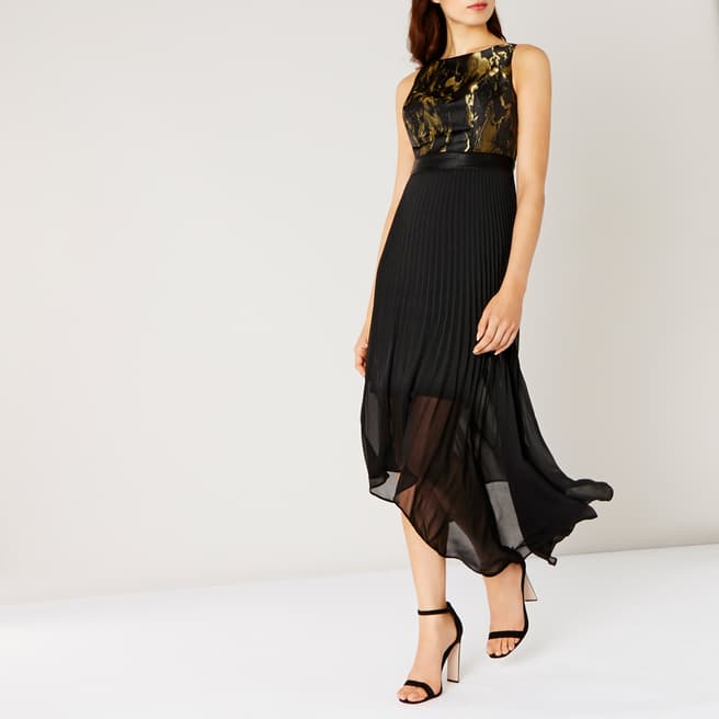 Coast Black Ervina Jacquard Pleated Dress