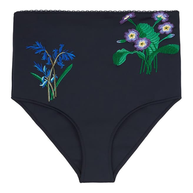 Stella McCartney Ink Blue Embroidery High Waisted Bikini Briefs