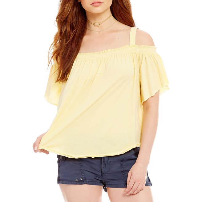 Free People Yellow Darling Off Shoulder Cotton Top