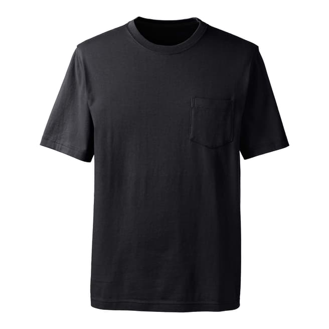 Lands End Black Cotton T-Shirt with Chest Pocket