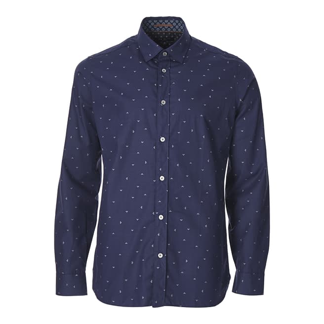 Ted Baker Navy Printed Cotton Shirt