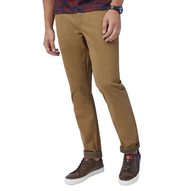 Ted Baker Dark Tan Canny Classic Cotton Stretch Chino