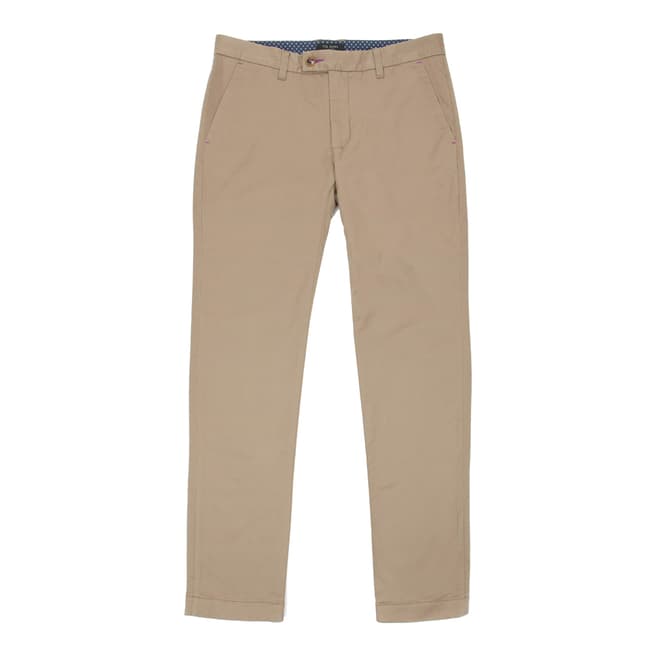 Ted Baker Beige Cotton Slim Fit Chinos