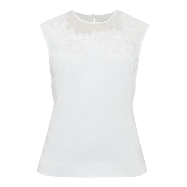 Ted Baker White Embroidered Floral Top