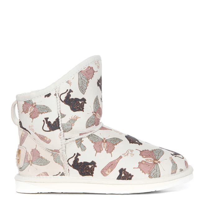Australia Luxe Collective White Animal Print Shearling Cosy Short Boots 