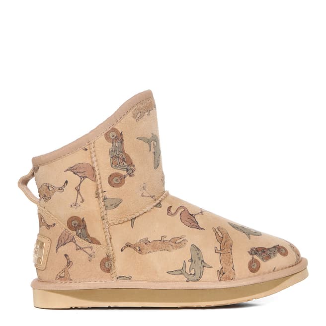 Australia Luxe Collective Beige Animal Print Shearling Cosy Short Boots 