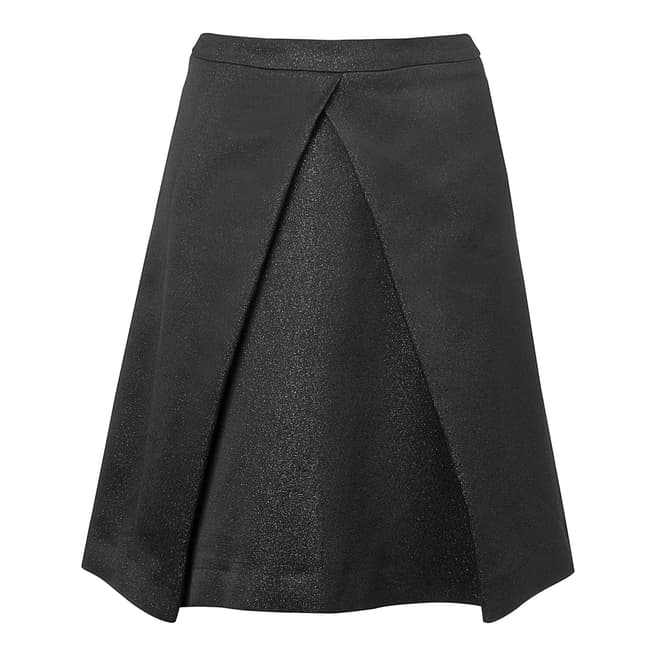 L K Bennett Black Cerys Pleat Detail A-Line Skirt