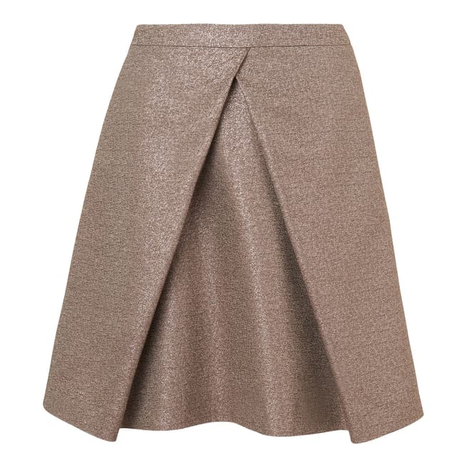 L K Bennett Gold Cerys Pleat Detail A-Line Skirt