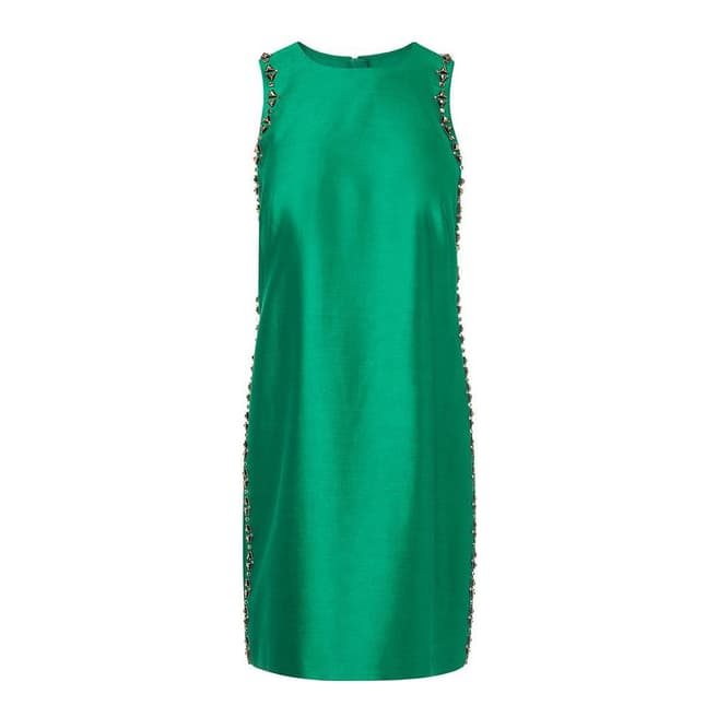 L K Bennett Green Minnie Embellished Dress