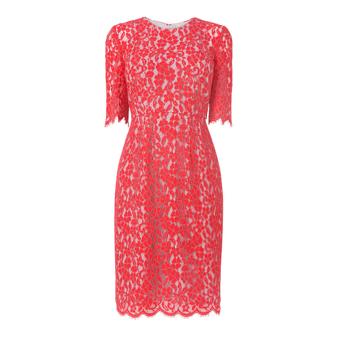 L K Bennett Pink Wardour Lace Overlay Dress