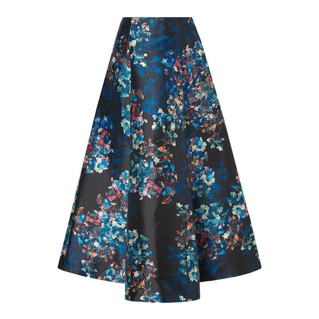 L K Bennett Black Multi Kensal Floral Skirt