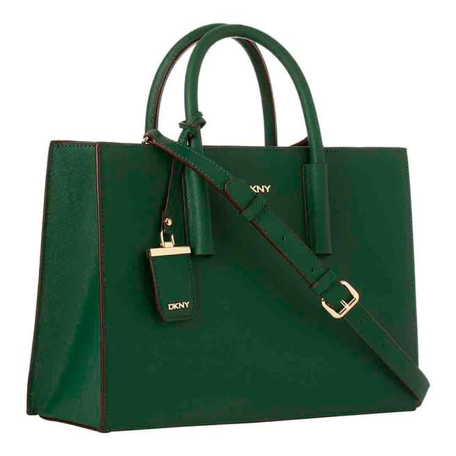 DKNY Green Leather Bryant Park East West Shopper