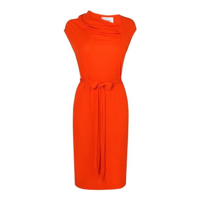 L K Bennett Orange Lyanno Cowl Neck Dress