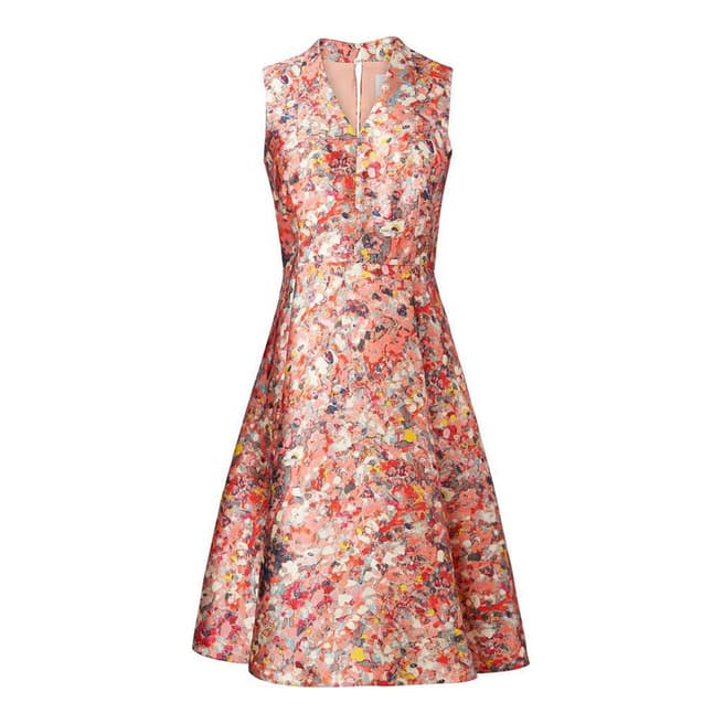 L K Bennett Pink Multi Suze Ditsy Floral Print Full Skirt Dress